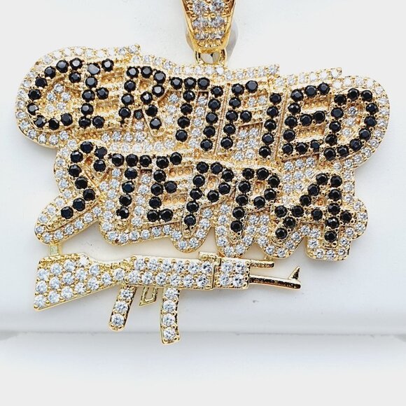 14K Gold Plated Cubic Zircon Pendant, EVBRS541 - Picture 4 of 11